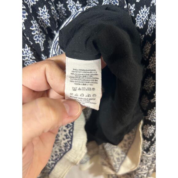 Free People Mini Dress Small PETITE Black Blue Flare Sleeve Fringe Heart of Gold - Picture 8 of 12